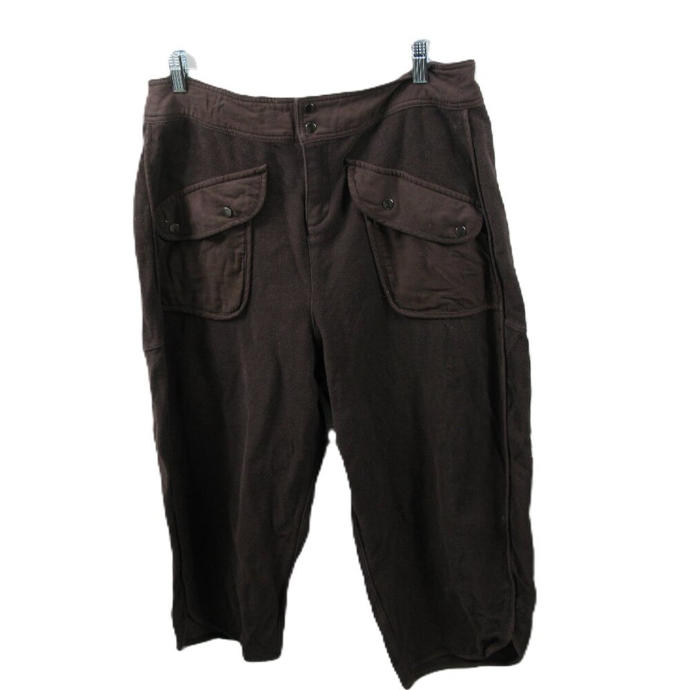 BiBi Brown Boho Cropped Terry Pants Size Large